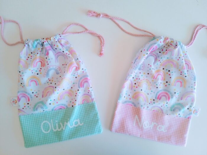 Bolsa multiusos para desayuno y muda, arcoíris acuarela