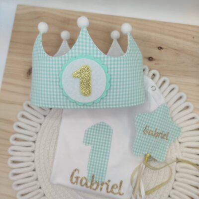 Pack cumpleaños corona+camiseta Vichy