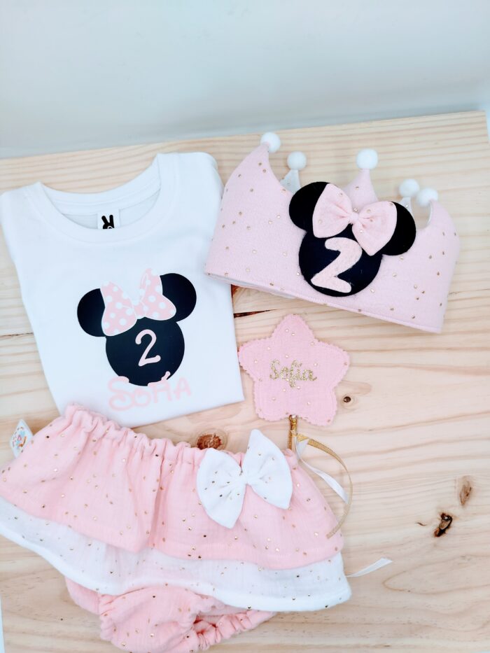 Pack cumpleaños  Minnie doble gasa brilli brilli
