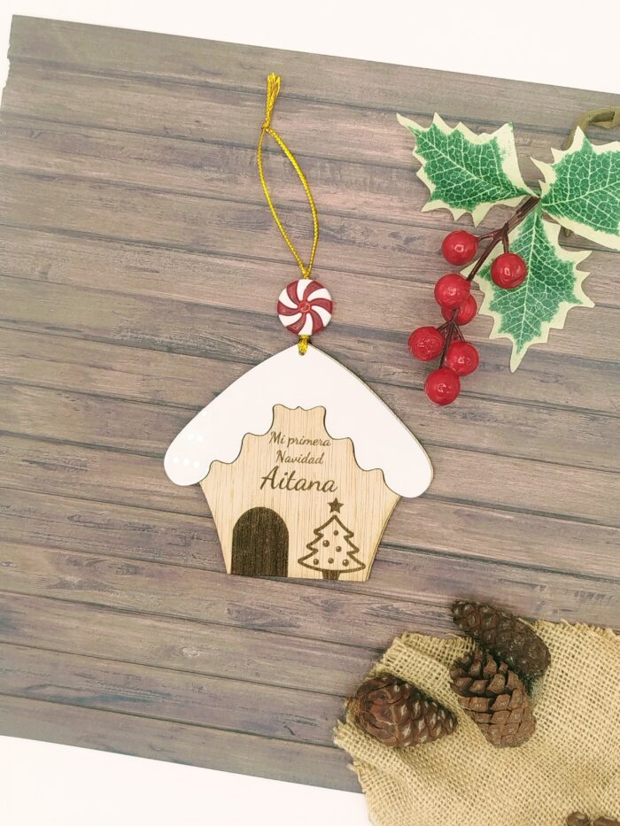 Adorno Navidad Casita de Jengibre Madera