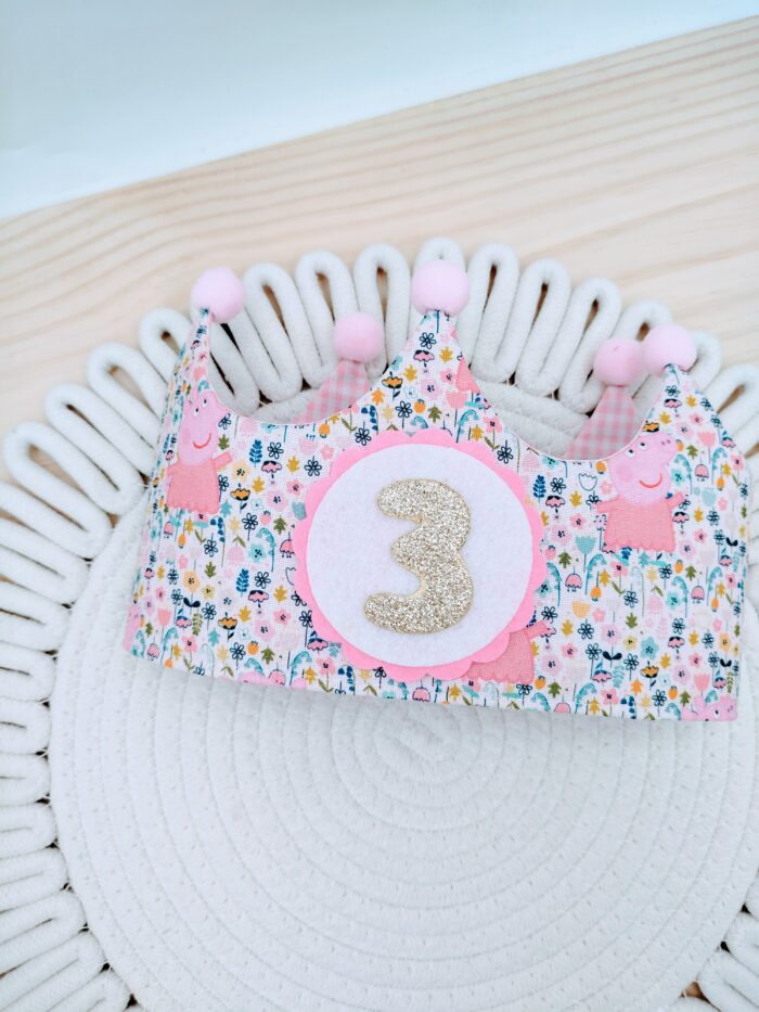 Corona de Cumpleaños reversible Peppa Pig flores