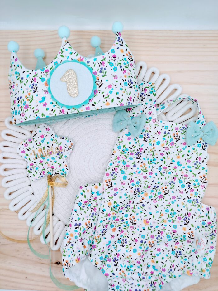 Pack cumpleaños peto  FLORES DE PRIMAVERA