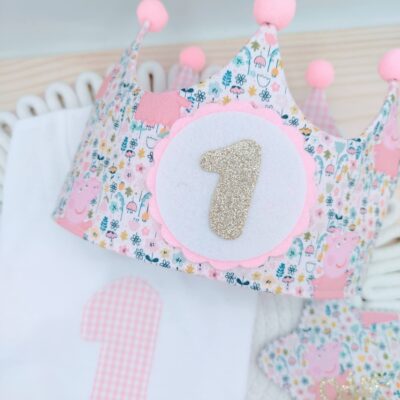 Pack cumpleaños Peppa Pig flores, corona+ camiseta