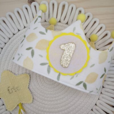 Corona de cumpleaños reversible, limones