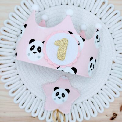 Corona cumpleaños Pandas, Rosa