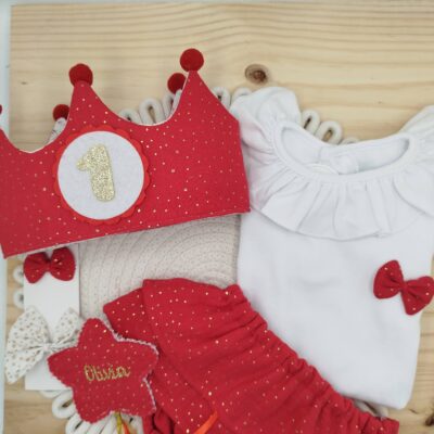 Pack cumpleaños doble volante doble gasa brilli brilli rojo