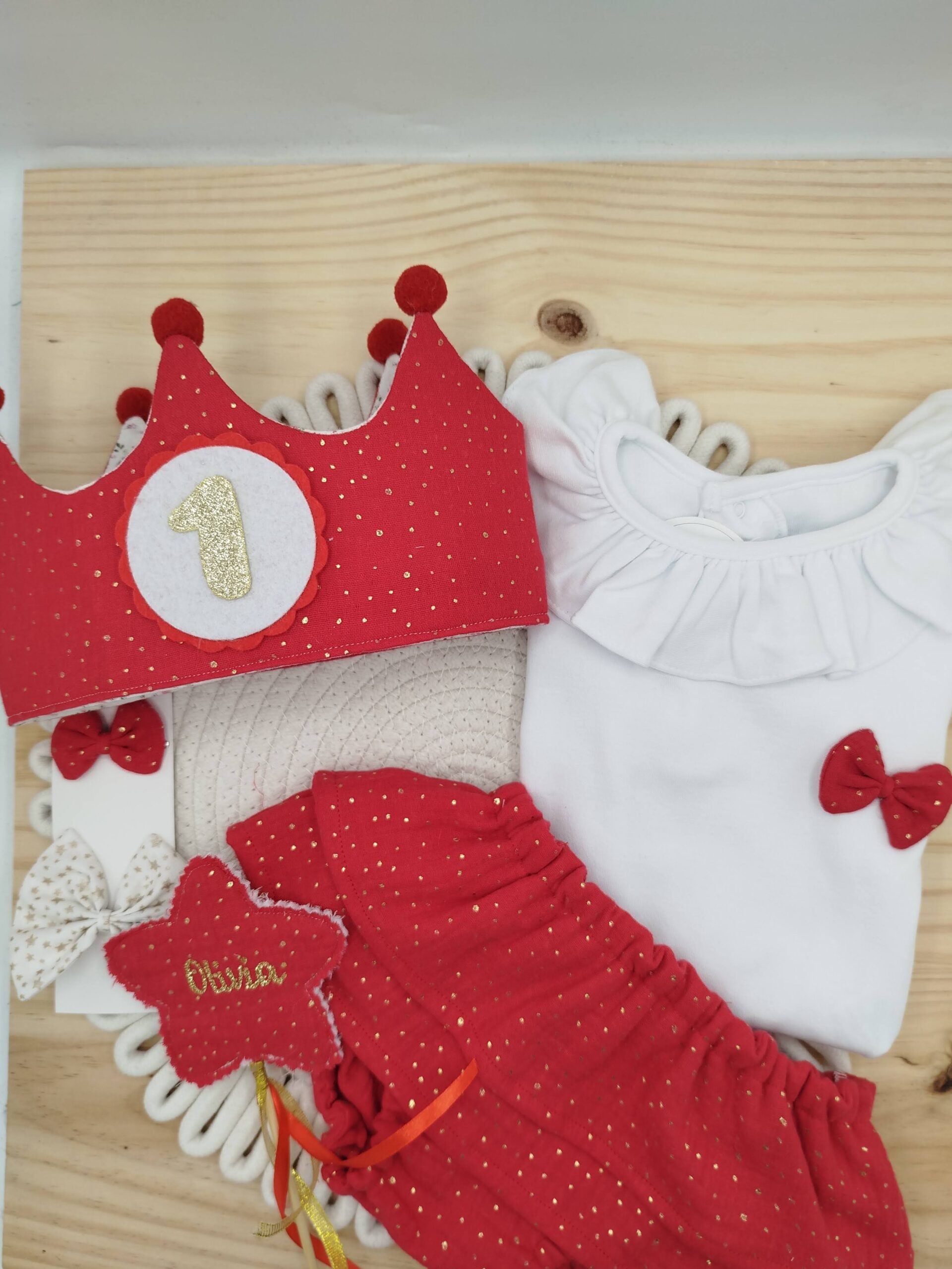 Pack cumpleaños doble volante doble gasa brilli brilli rojo