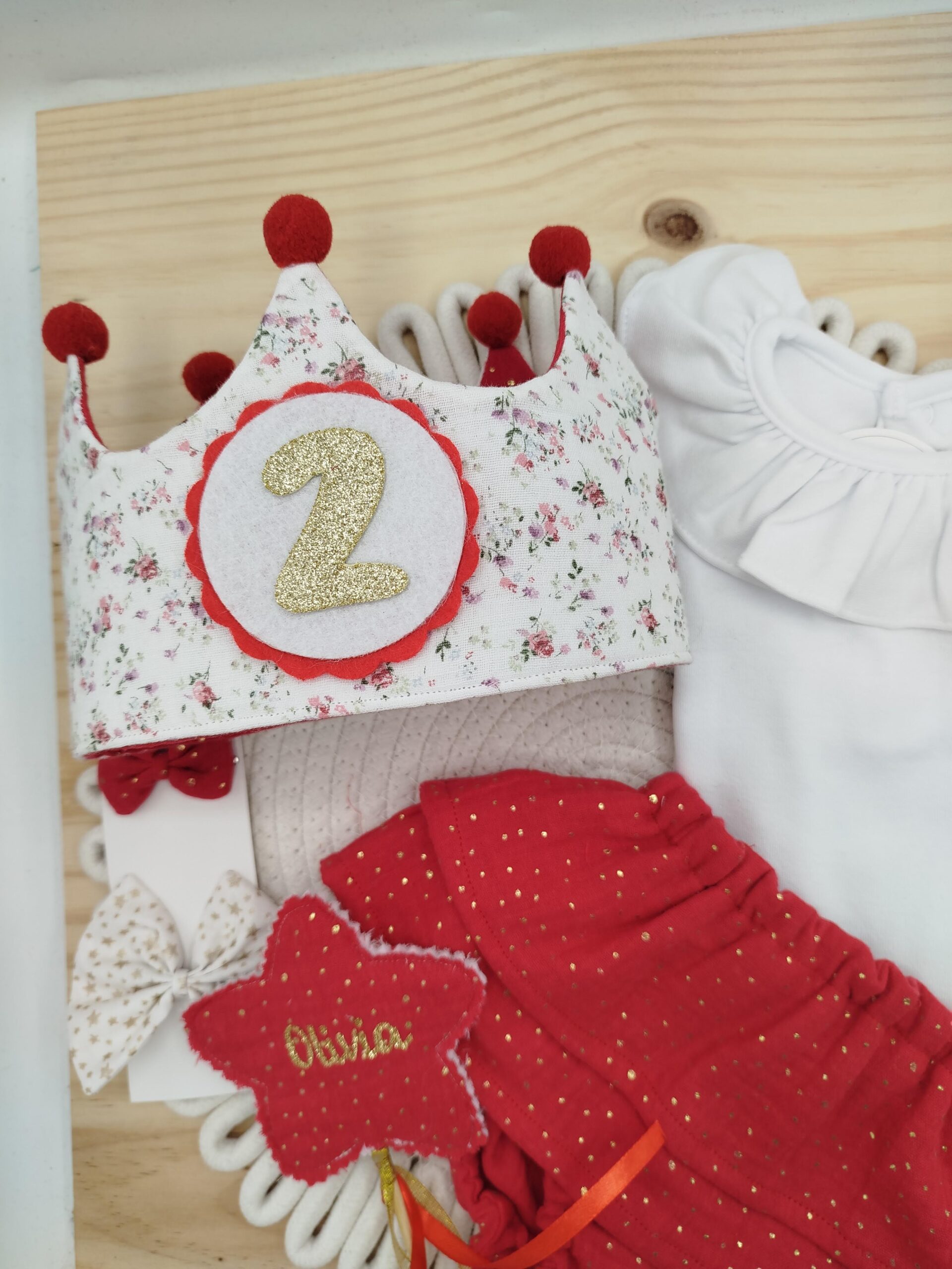 Pack cumpleaños doble volante doble gasa brilli brilli rojo - Imagen 2